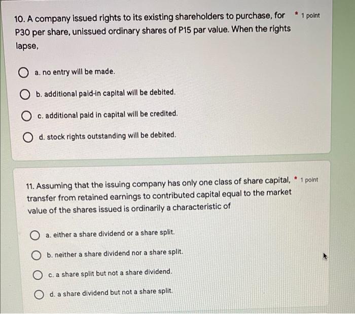 solved-10-a-company-issued-rights-to-its-existing-chegg