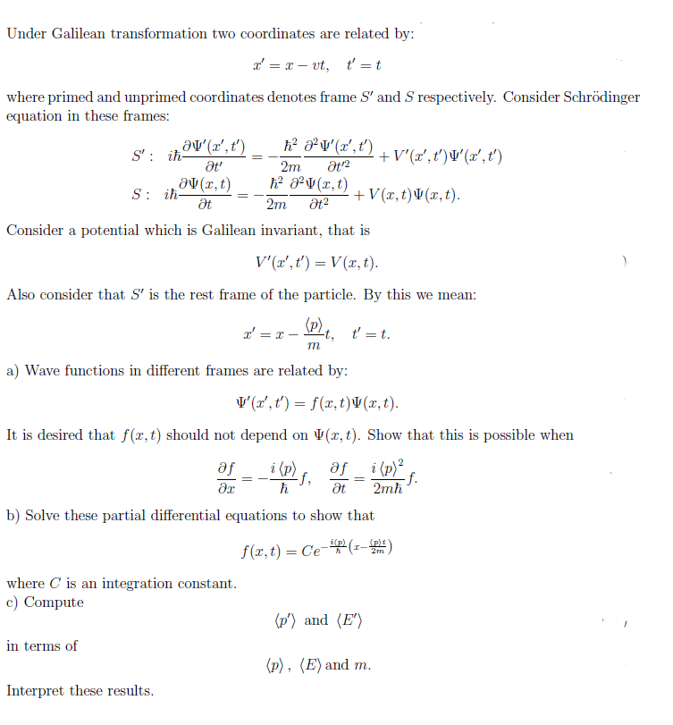 Solved Under Galilean transformation two coordinates are | Chegg.com