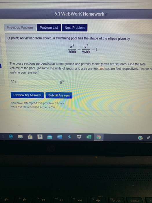 Solved 6.1 WeBWork Homework Previous Problem Problem List | Chegg.com