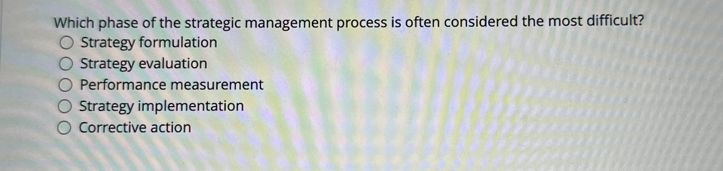 Solved Which phase of the strategic management process is | Chegg.com
