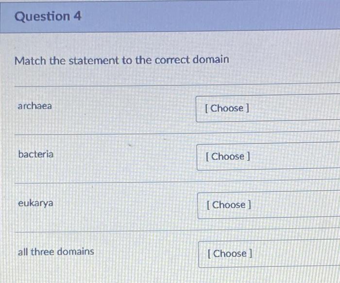 Solved Question 4 Match the statement to the correct domain | Chegg.com