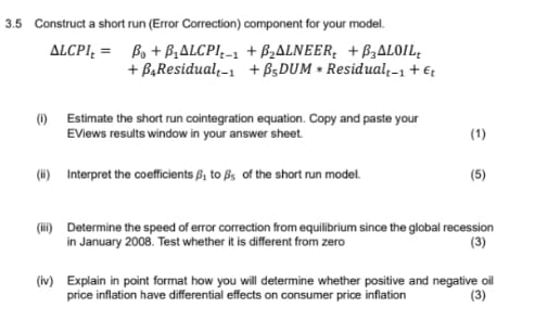 3.5 ﻿Construct a short run (Error Correction) | Chegg.com