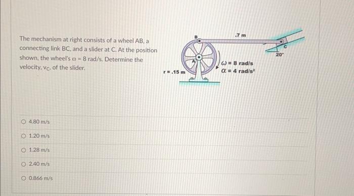 Solved The mechanism at right consists of a wheel AB,a | Chegg.com