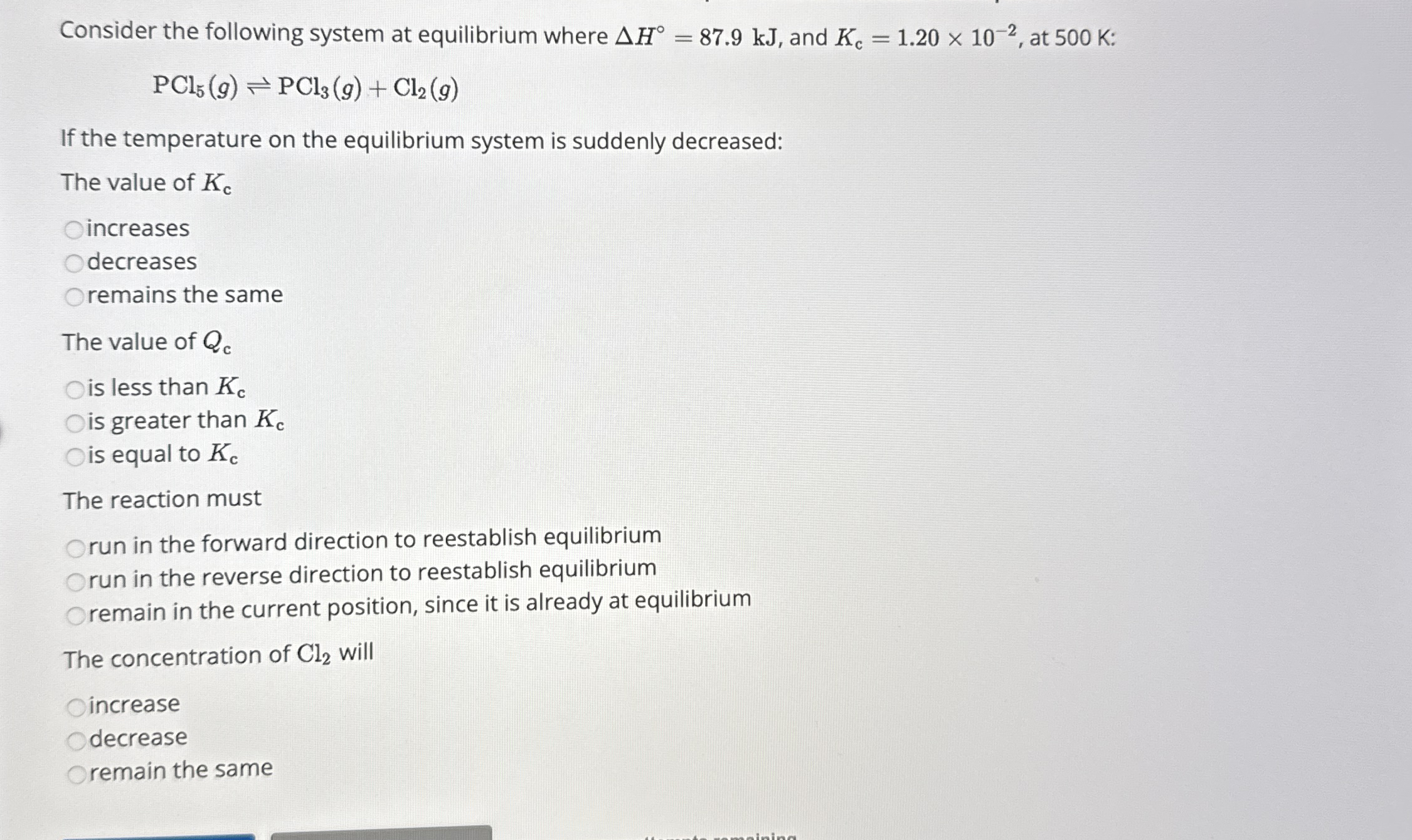 Solved Consider the following system at equilibrium where | Chegg.com