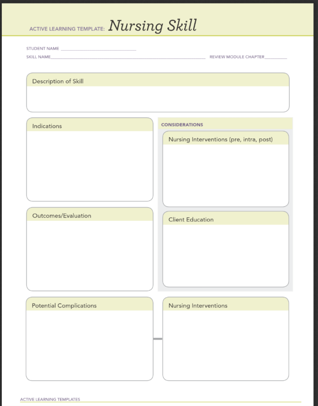 Solved Complete a Nursing Skills Active Learning Template | Chegg.com