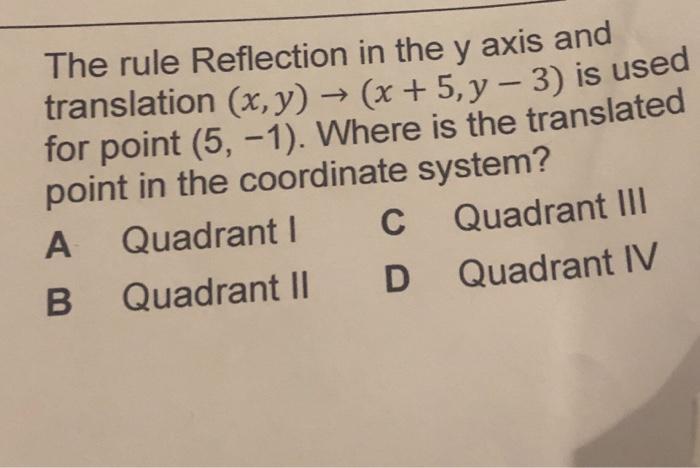 Solved The Rule Reflection In The Y Axis And Translation X Chegg Com