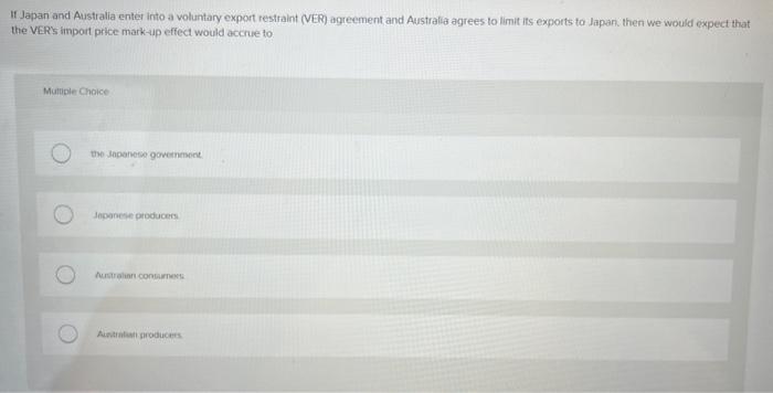 Solved If Japan and Australia enter into a voluntary export | Chegg.com