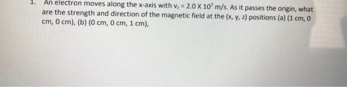 Solved An electron moves along the x-axis with v; = 2.0 X | Chegg.com