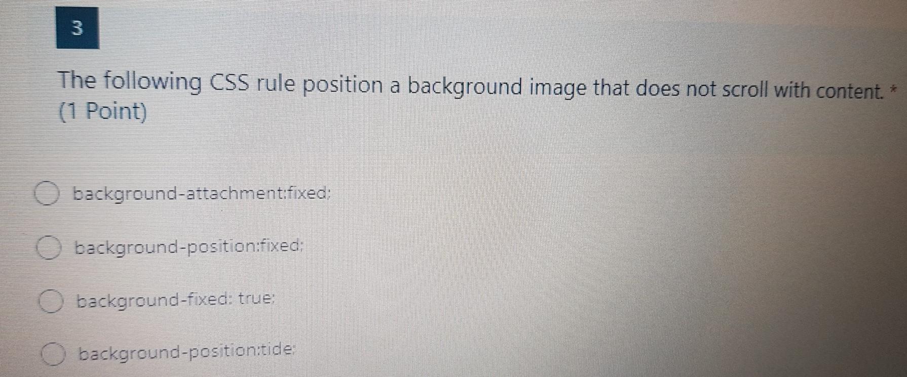 Solved 3 The following CSS rule position a background image 