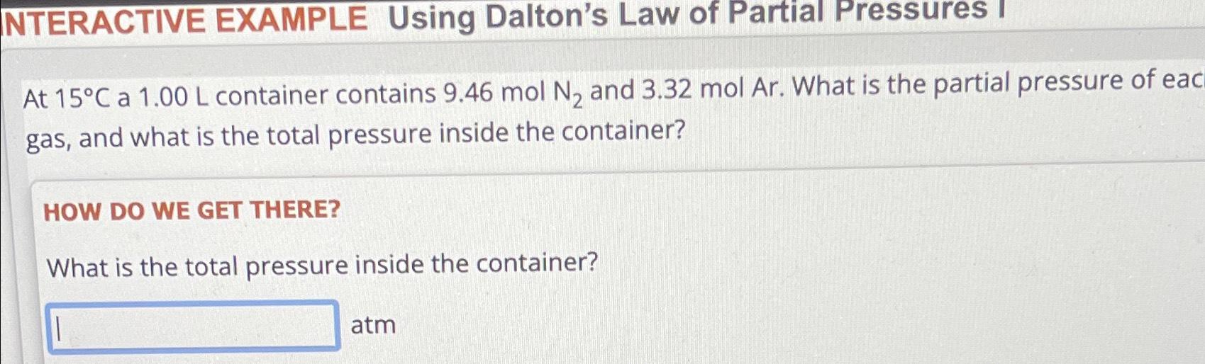 Solved NTERACTIVE EXAMPLE Using Dalton's Law of Partial | Chegg.com
