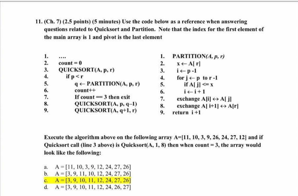 Solved (Ch. 7) (2.5 ﻿points) (5 ﻿minutes) ﻿Use the code | Chegg.com