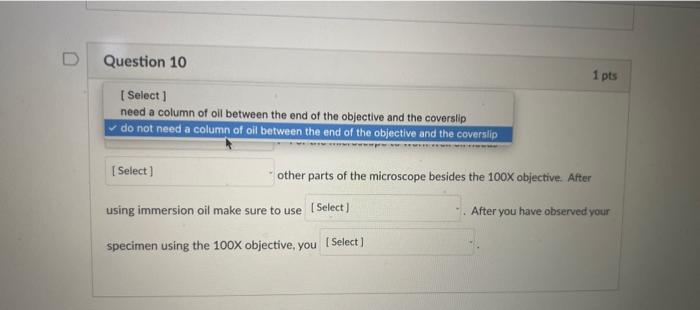 Solved When using the 100X objective in order to see the | Chegg.com