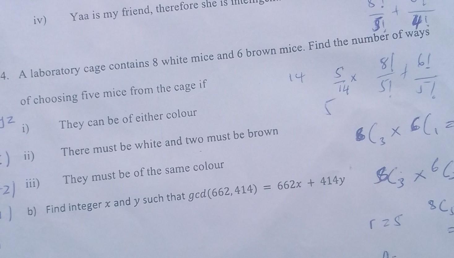 Solved 4. A laboratory cage contains 8 white mice and 6 | Chegg.com