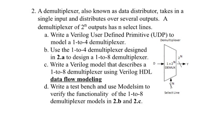 Solved Demultiplexer 2. A demultiplexer, also known as data | Chegg.com image.