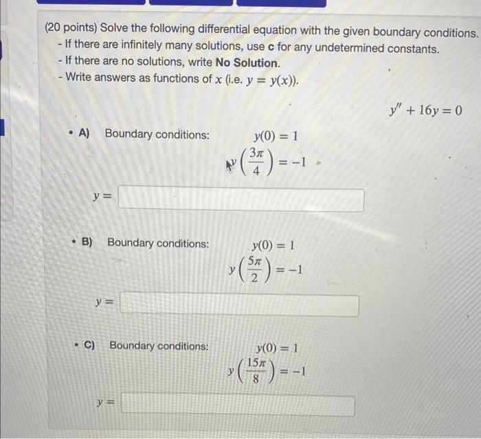 [Solved]: (20 Points) Solve The Following Differential Equa