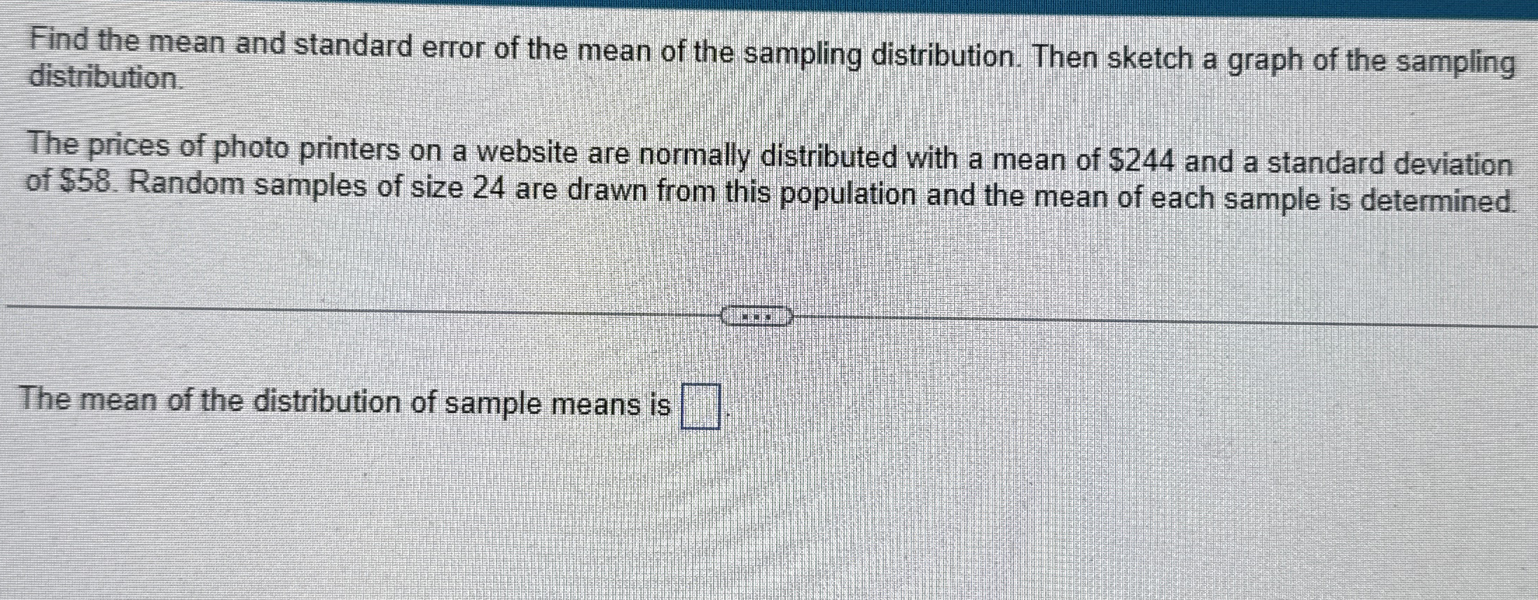 Find the mean and standard error of the mean of the