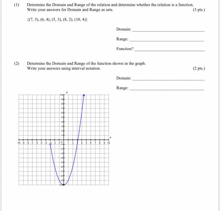 Solved (1) Determine the Domain and Range of the relation | Chegg.com