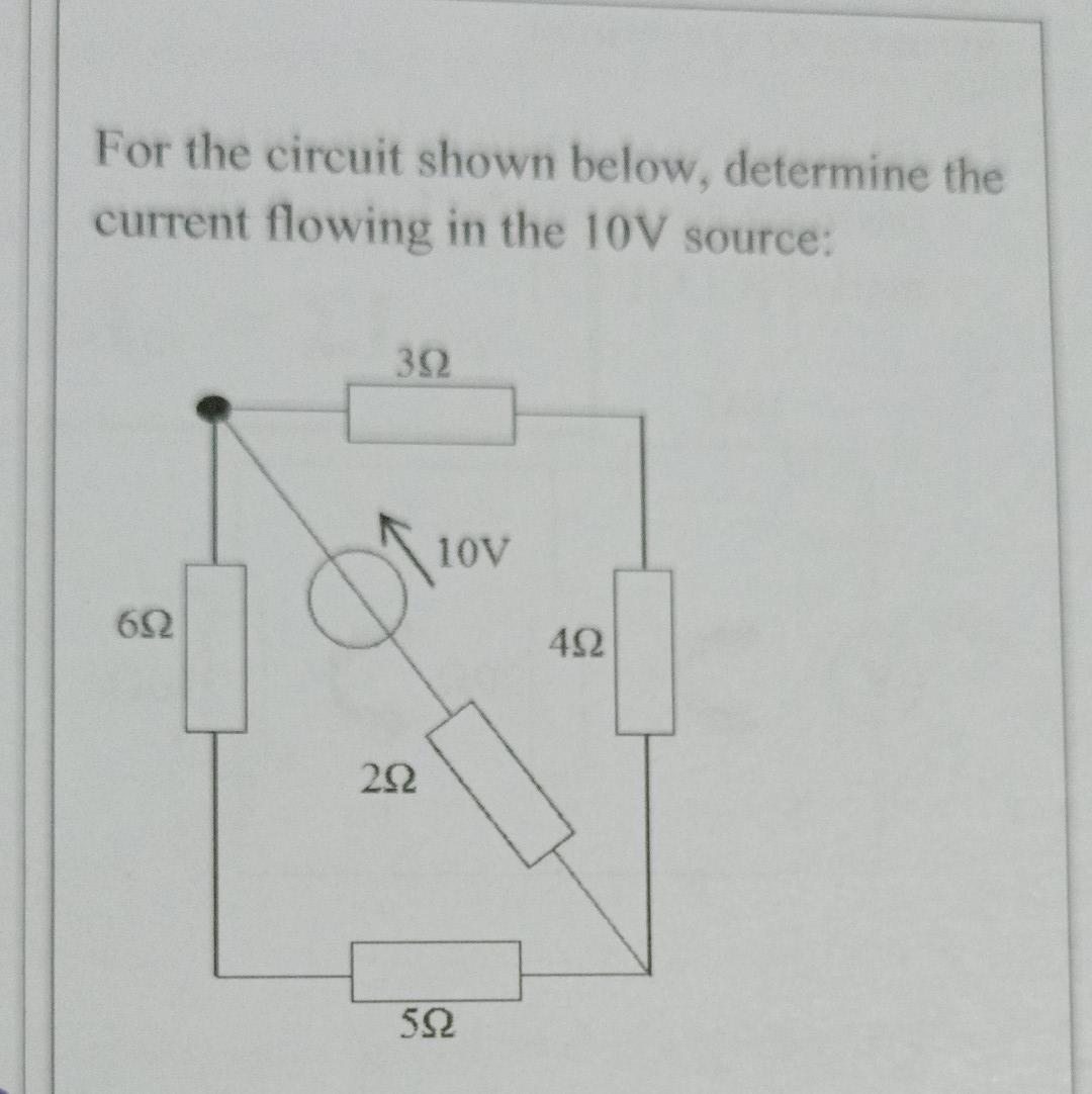 Solved For the circuit shown below, determine the current | Chegg.com