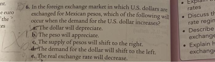 Solved Nt E Euro The Ces 6 In The Foreign Exchange Mark Chegg Com