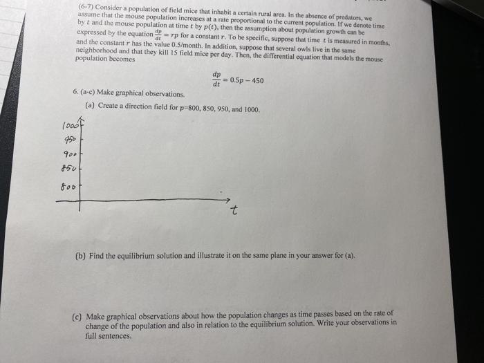 Solved (6-7) Consider a population of field mice that | Chegg.com