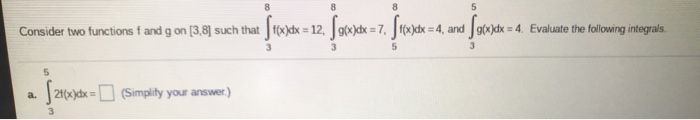 Solved Consider two functions f and g on [3.8] such that | Chegg.com
