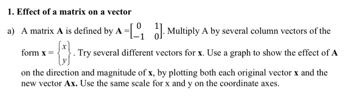 Solved 1. Effect of a matrix on a vector a) A matrix A is | Chegg.com