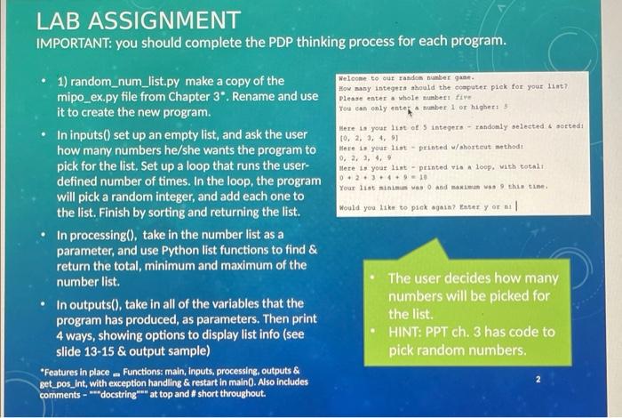 Solved LAB ASSIGNMENT IMPORTANT: you should complete the PDP | Chegg.com