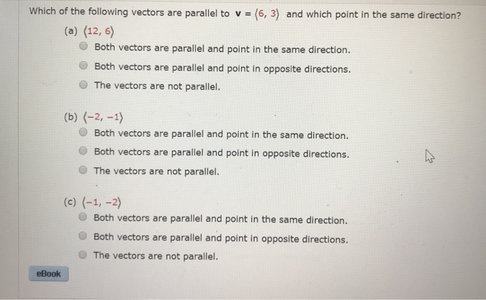 Solved Which Of The Following Vectors Are Parallel To V Chegg Solved Which Of The Following Vectors Are Parallel To V Chegg