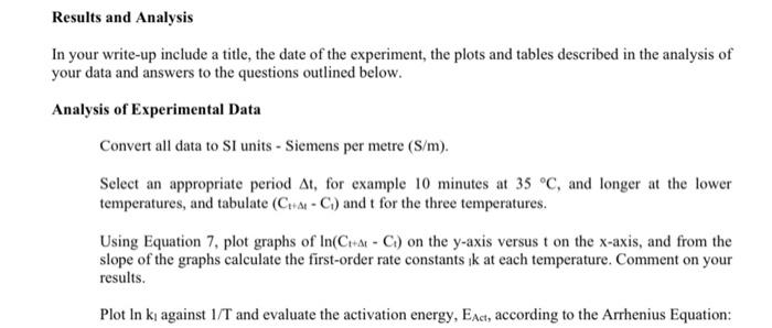 Solved EXPERIMENT 11 - REACTION RATES BY CONDUCTANCE | Chegg.com