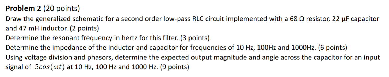 Problem 2 (20 ﻿points)Draw the generalized schematic | Chegg.com