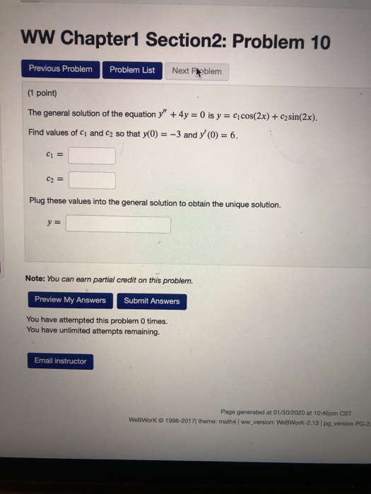 Solved Ww Chapter1 Section2: Problem 10 Previous Problem | Chegg.com
