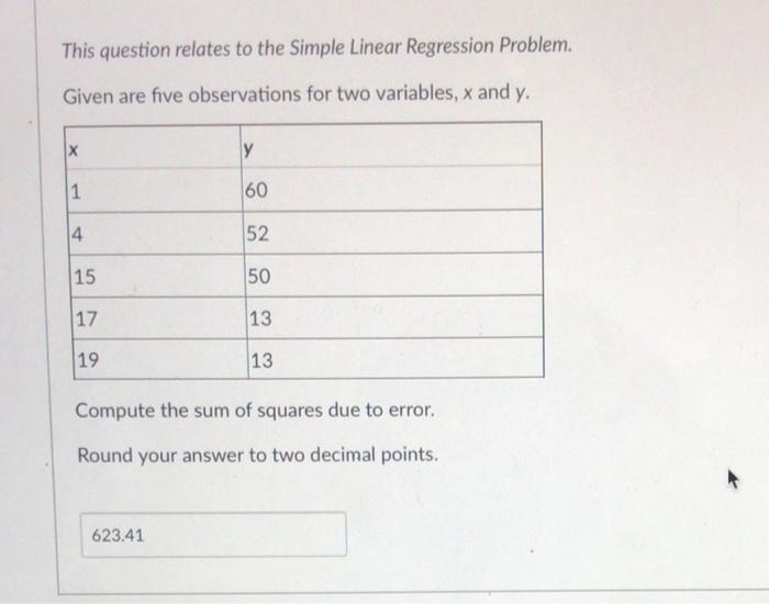 Solved This question relates to the Simple Linear Regression | Chegg.com