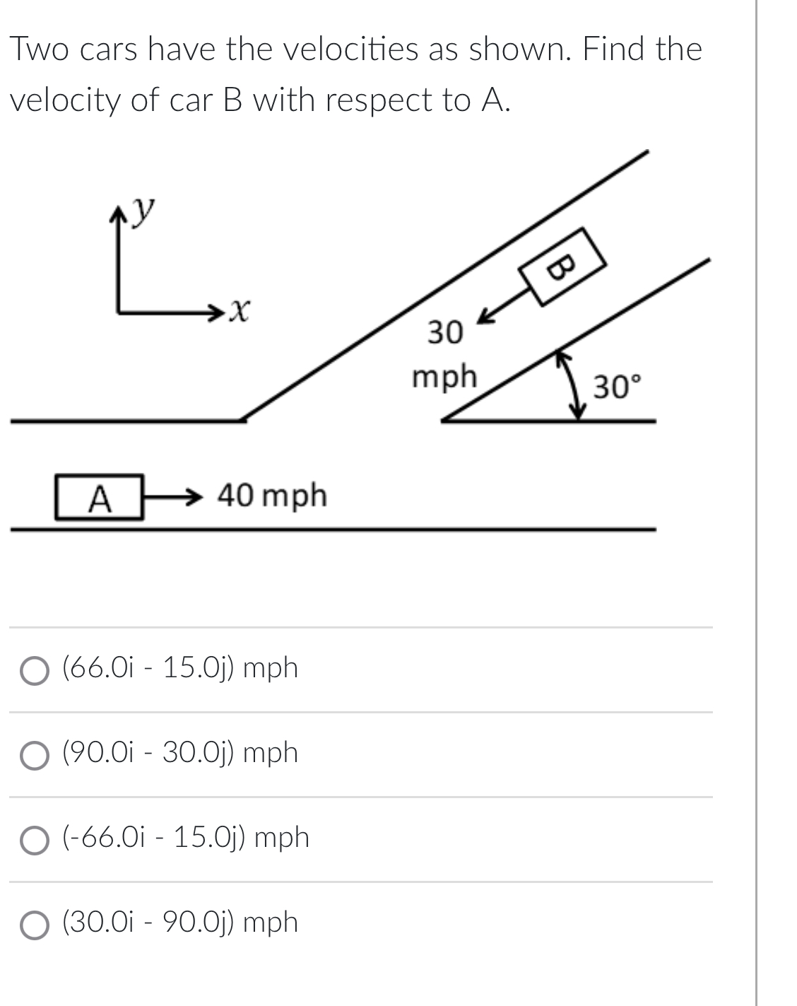 Solved Two cars have the velocities as shown. Find the | Chegg.com