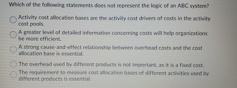Solved Which of the following statements does not represent | Chegg.com