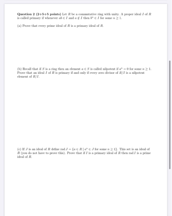 Solved Question 2 2 5 5 Points Let R Be A Commutative R Chegg Com