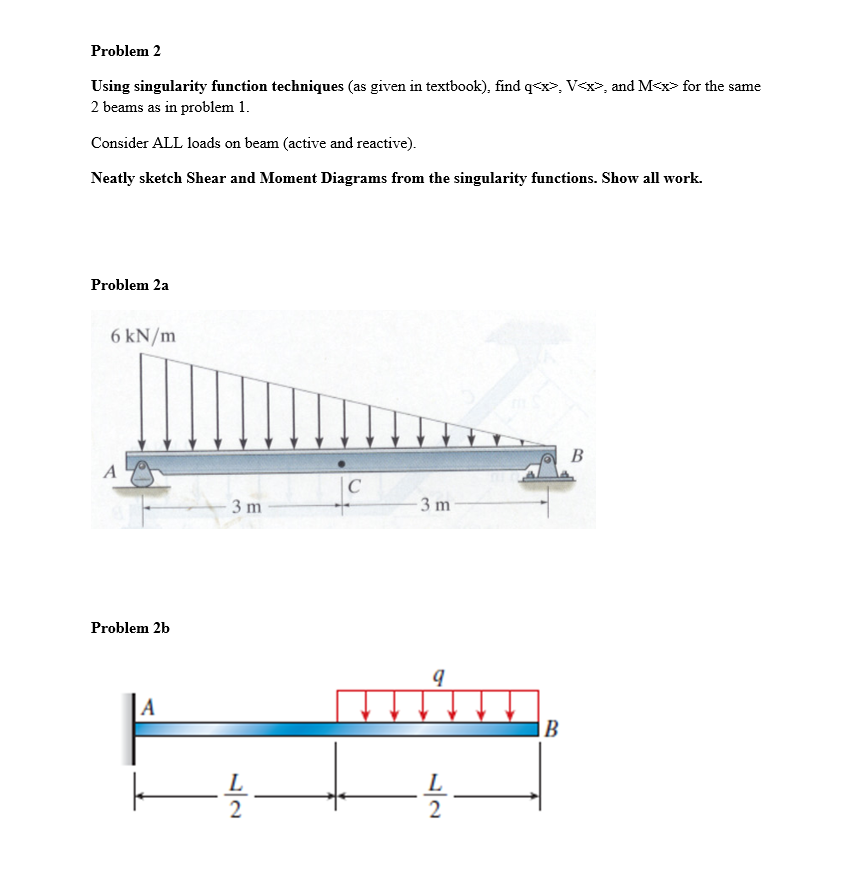 Solved Problem 2Using Singularity Function Techniques (as | Chegg.com