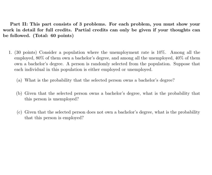 Solved Part II: This part consists of 3 problems. For each | Chegg.com