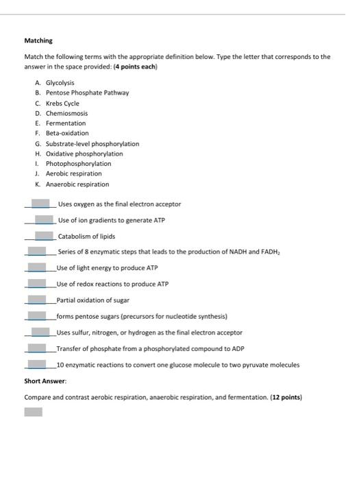 Solved Name Chapter 3 Homework Assignment Part I: Catabolism 