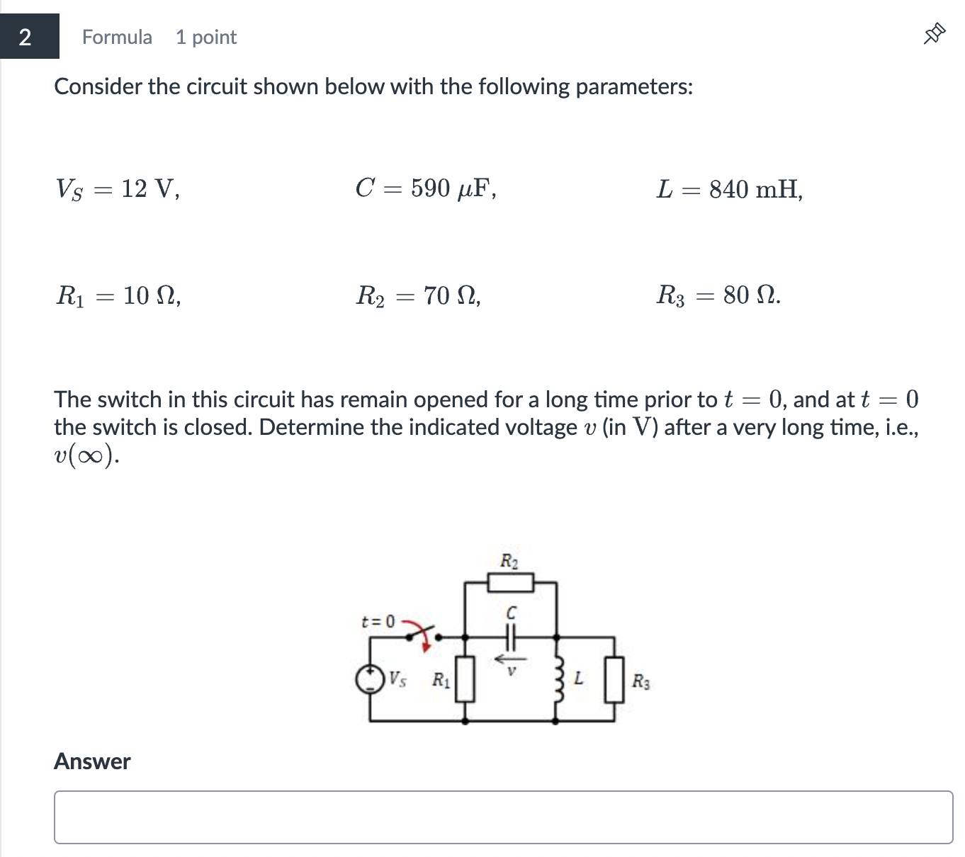 Solved Consider the circuit shown below with the following | Chegg.com