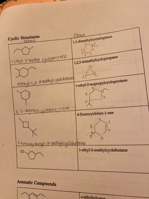 Solved Draw Cyclic Structures Name 1 1 Dimethylcyclohepta Chegg Com