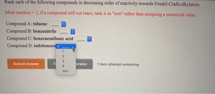 Solved Rank the compounds in each group according to their | Chegg.com