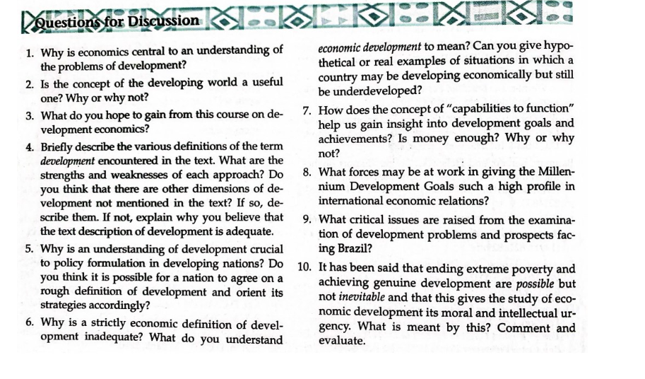Solved Questions for Discussion1. ﻿Why is economics central | Chegg.com