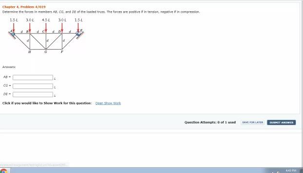 Solved Chapter 4. Problem 4/019 Determine the forces in | Chegg.com