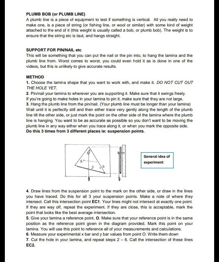 DETERMINATION OF THE CENTRE OF GRAVITY/MASS OF AN