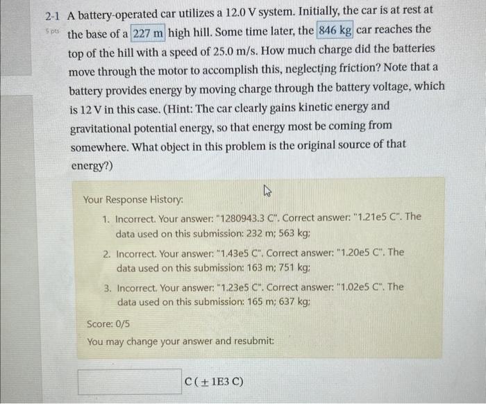 Solved 21 A batteryoperated car utilizes a 12.0 V system.