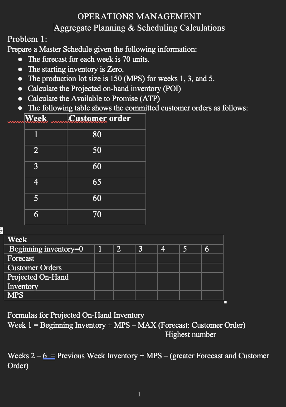 Solved OPERATIONS MANAGEMENT Aggregate Planning \& | Chegg.com