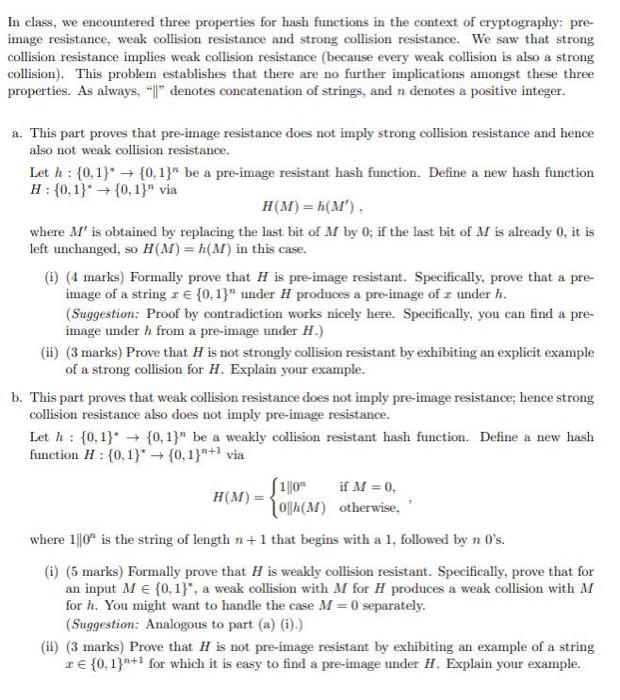 Solved In class, we encountered three properties for hash | Chegg.com
