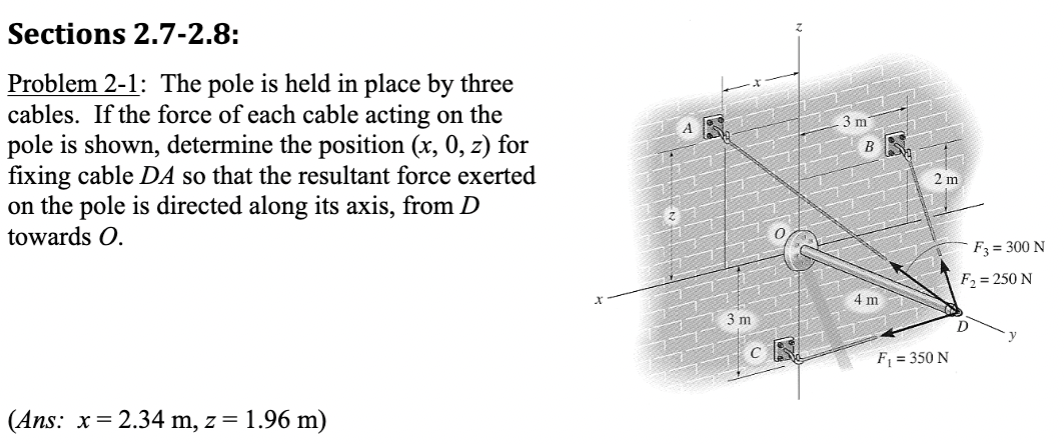 Pole Counting Problem Solved Sections 2.7-2.8:Problem 2-1: The pole is held in | Chegg.com