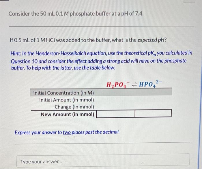 Solved Consider the 50 mL 0.1 M phosphate buffer at a pH of | Chegg.com