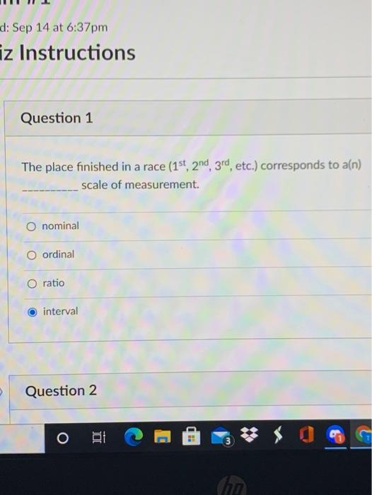 Solved d: Sep 14 at 6:37pm iz Instructions Question 1 The | Chegg.com